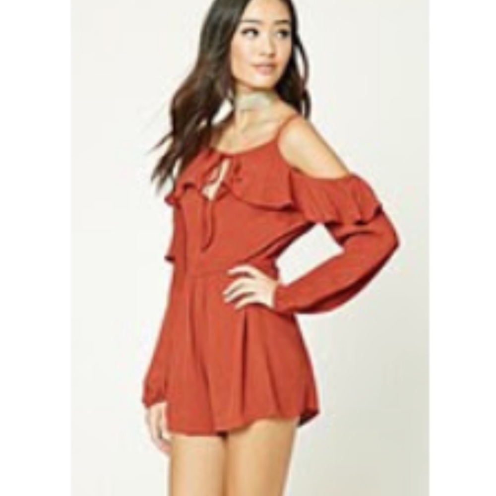 Rust Colored Short Romper - Forever 21